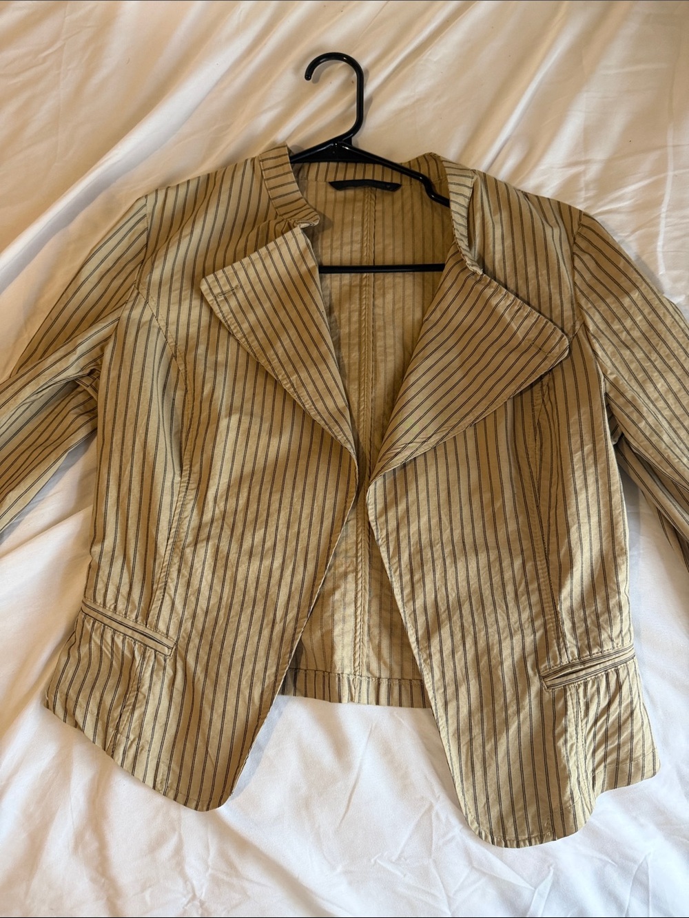 ZARA Striped Tan Women's Blazer Jacket SIZE MEDIUM